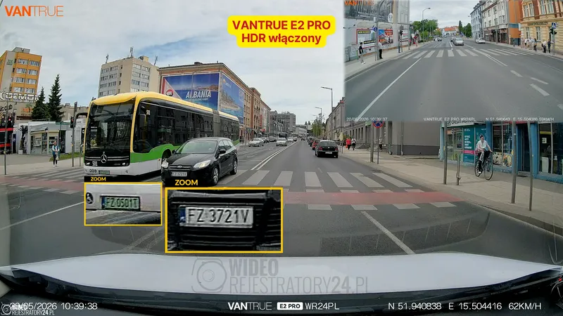 jakość nagrań 4K z kamery samochodowej vantrue e2 pro